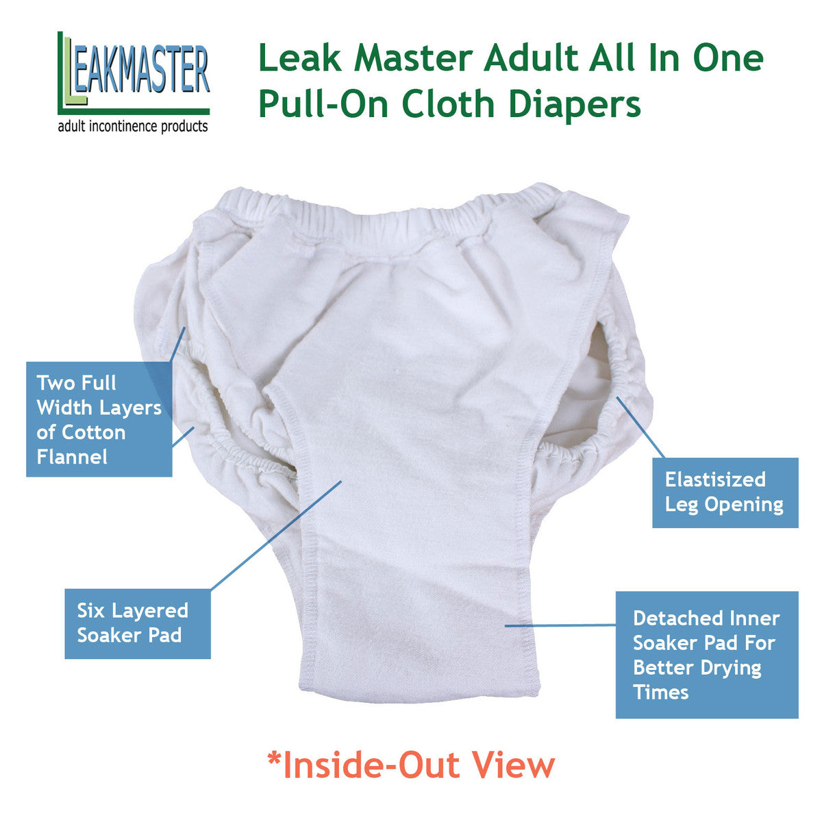 Leak Master Adult Pullon All-In-One Flannel Diapers