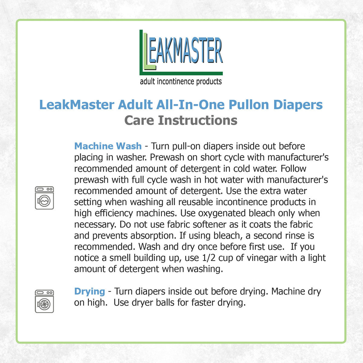Leak Master Adult Pullon All-In-One Flannel Diapers