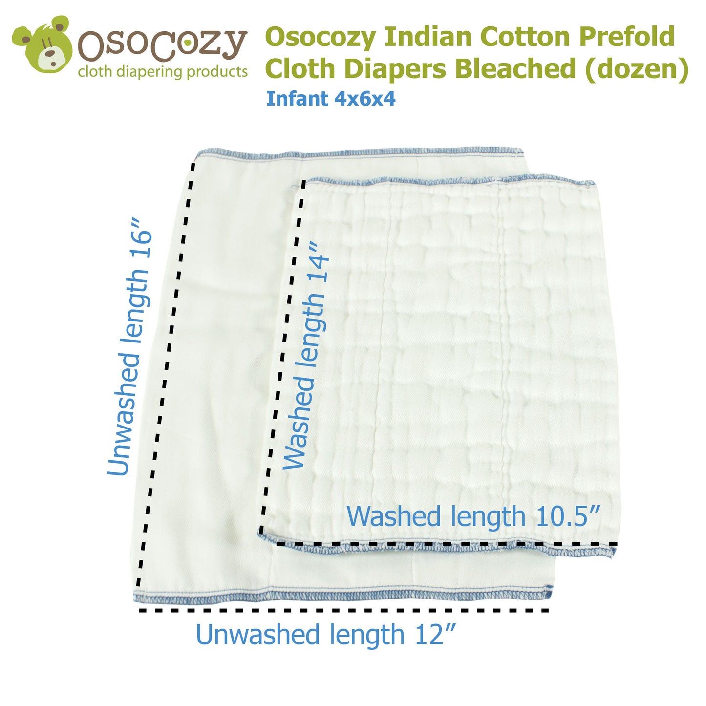 OsoCozy Bleached Prefold Cloth Diaper Samples