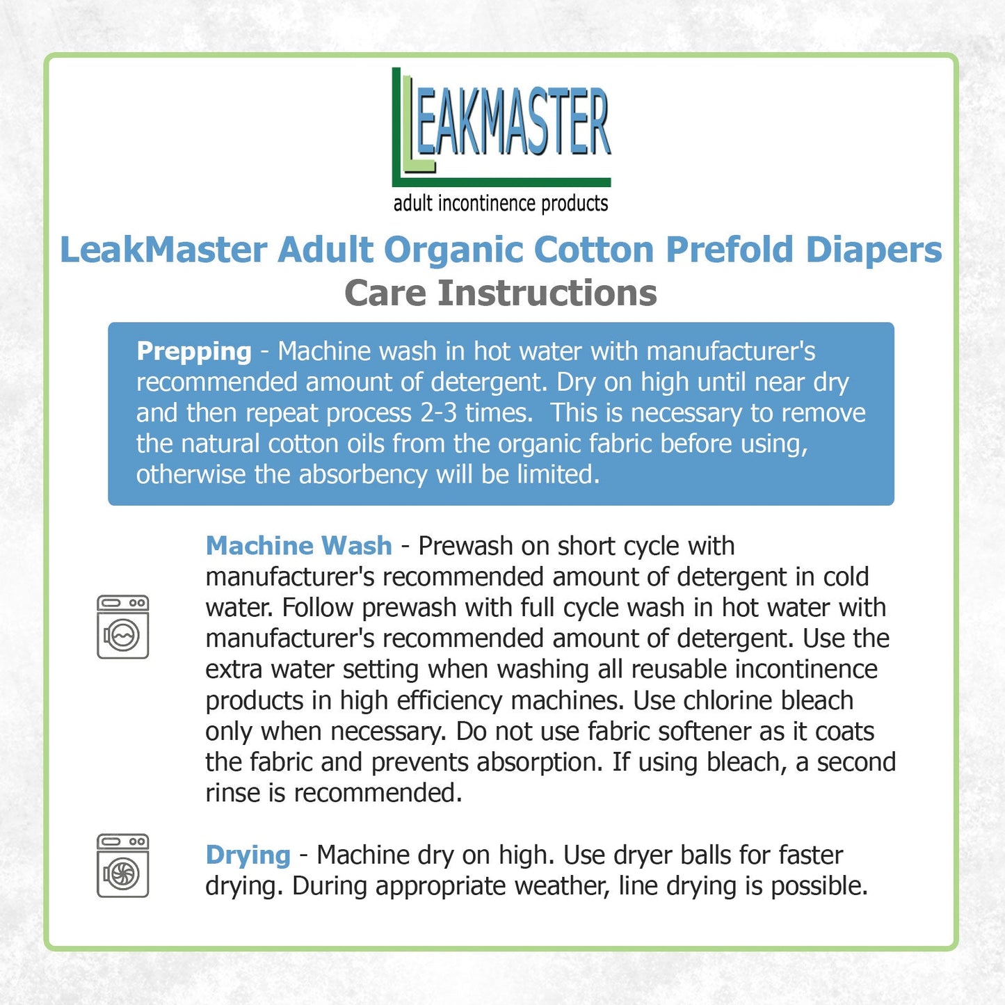 Leak Master Adult Prefold Cloth Diapers