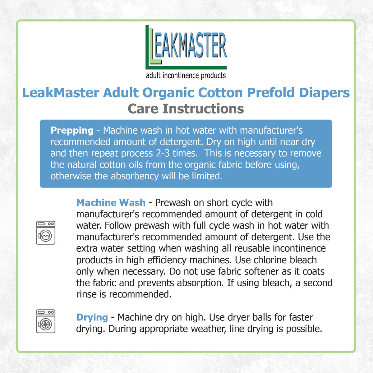 Leak Master Organic Adult Prefold Diapers
