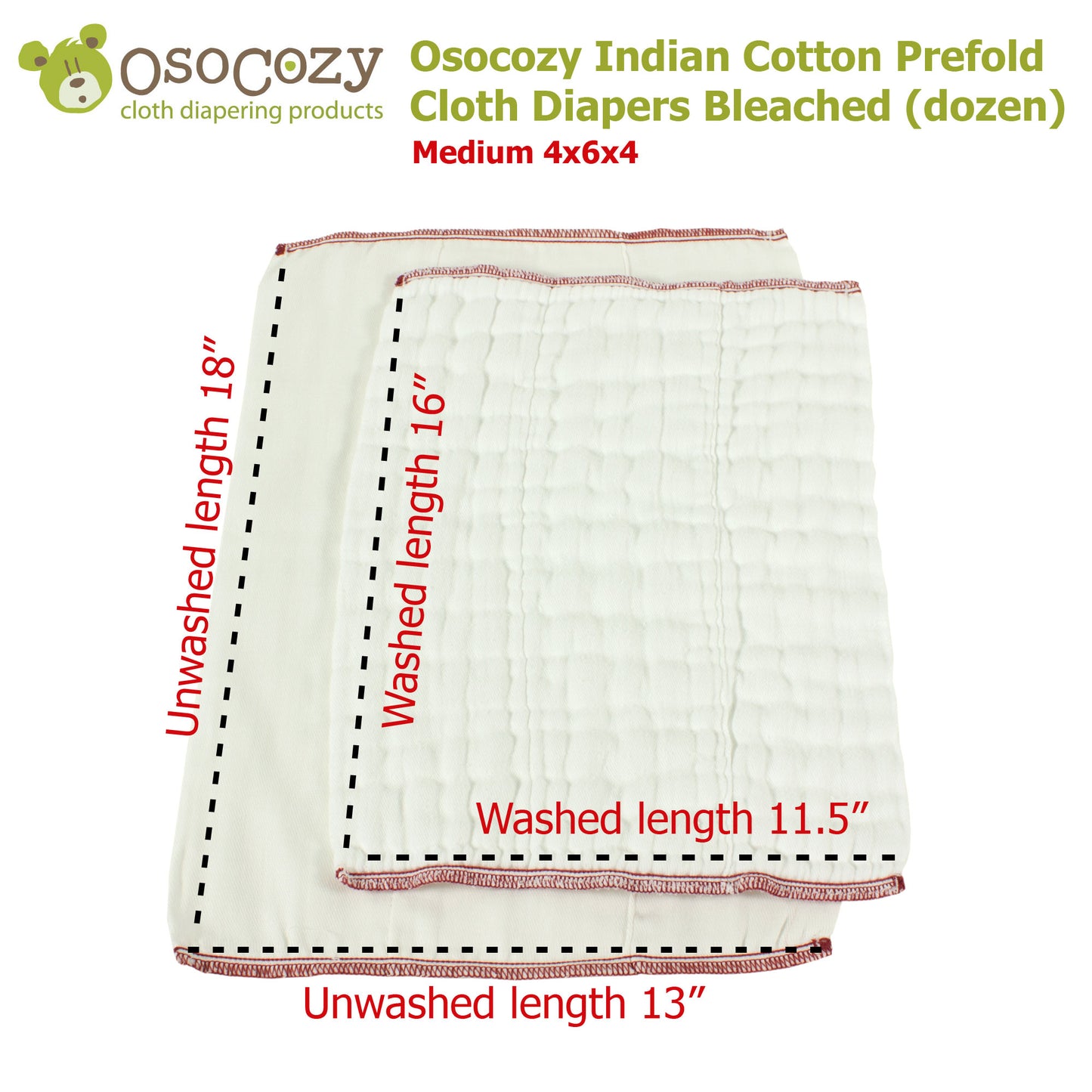 OsoCozy Bleached Prefold Cloth Diaper Samples