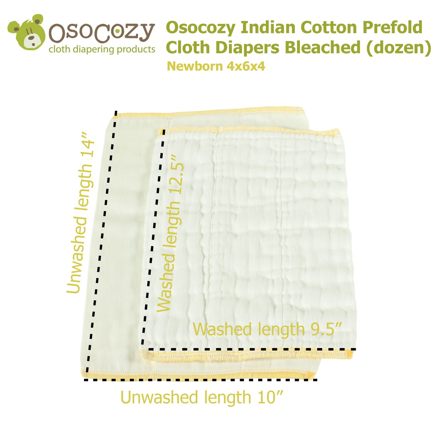 OsoCozy Bleached Prefold Cloth Diaper Samples
