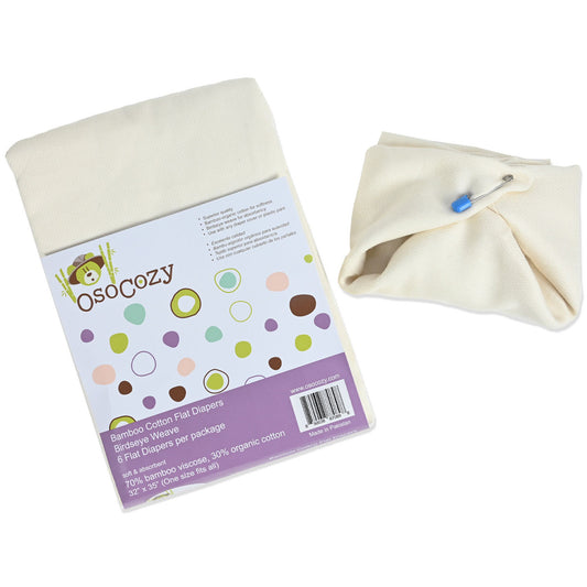 Bamboo Organic Cotton Flat Diapers (6 pk)