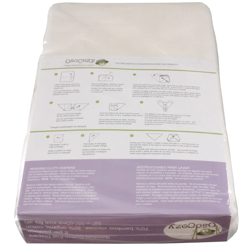 Bamboo Organic Cotton Flat Diapers (6 pk)