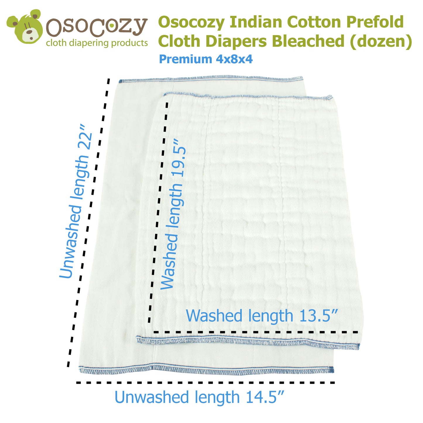 OsoCozy Bleached Prefold Cloth Diaper Samples