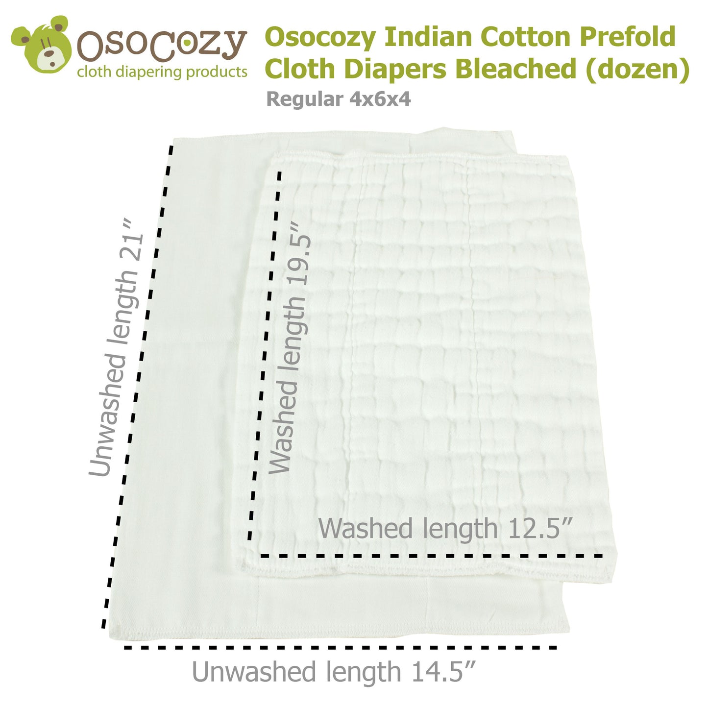 OsoCozy Bleached Prefold Cloth Diaper Samples