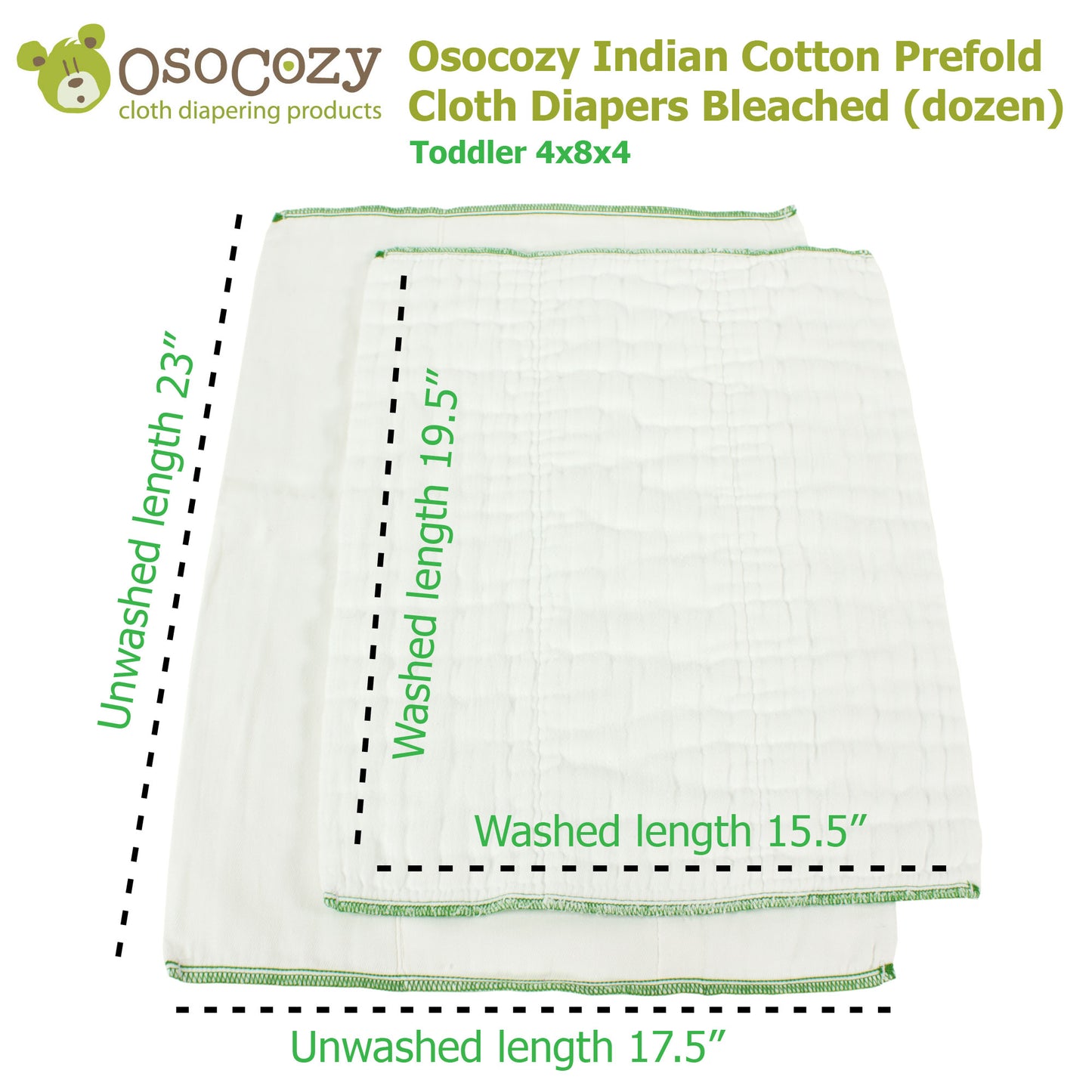 OsoCozy Bleached Prefold Cloth Diaper Samples