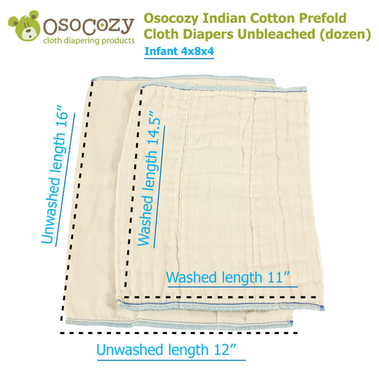 OsoCozy Unbleached Prefold Cloth Diaper Samples