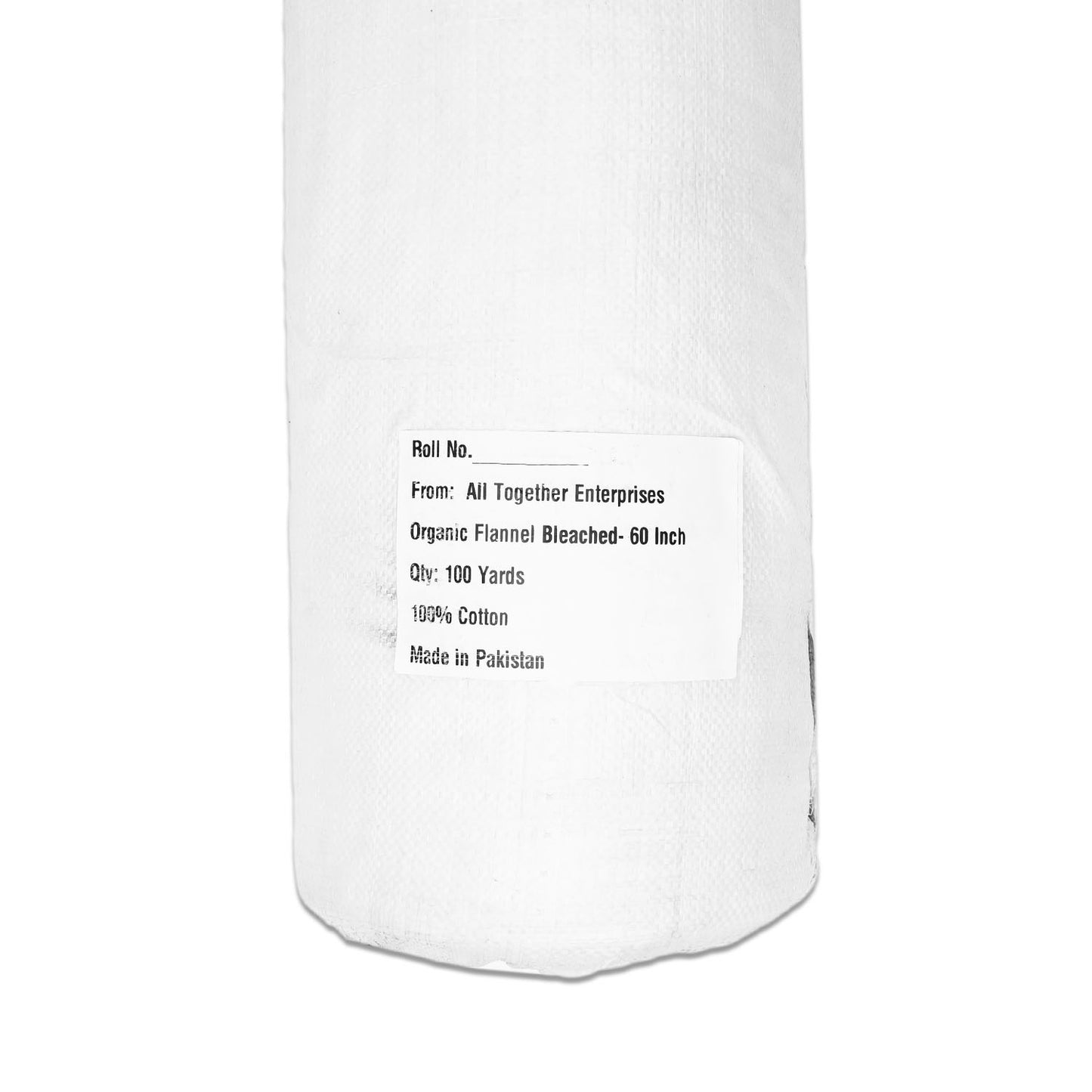 Organic Flannel Bleached - 100 yards per roll