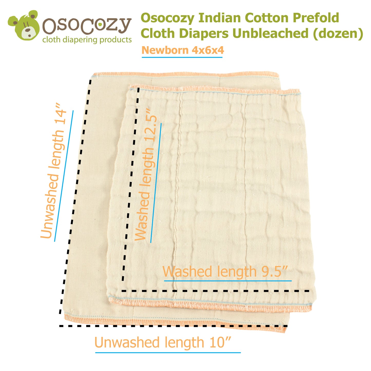 OsoCozy Unbleached Prefold Cloth Diaper Samples