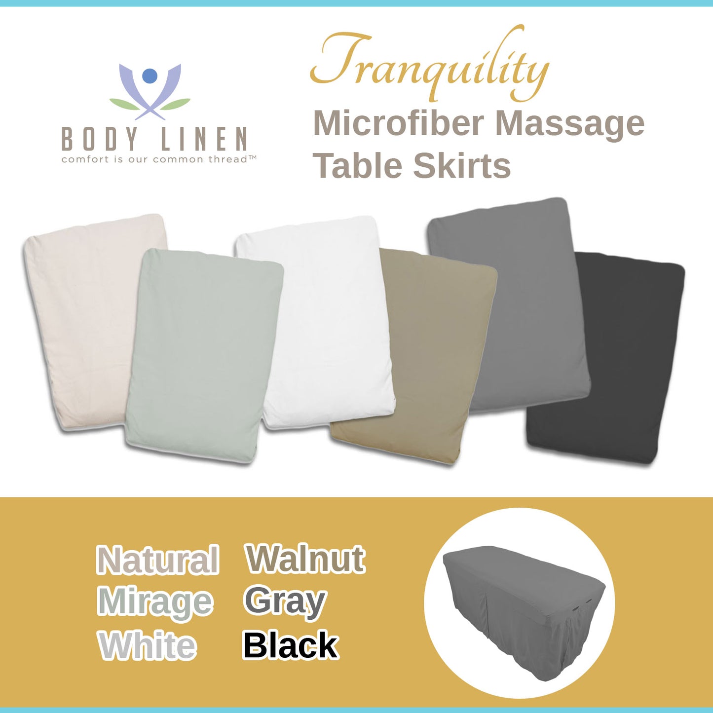 Tranquility™ Microfiber Massage Table Skirt