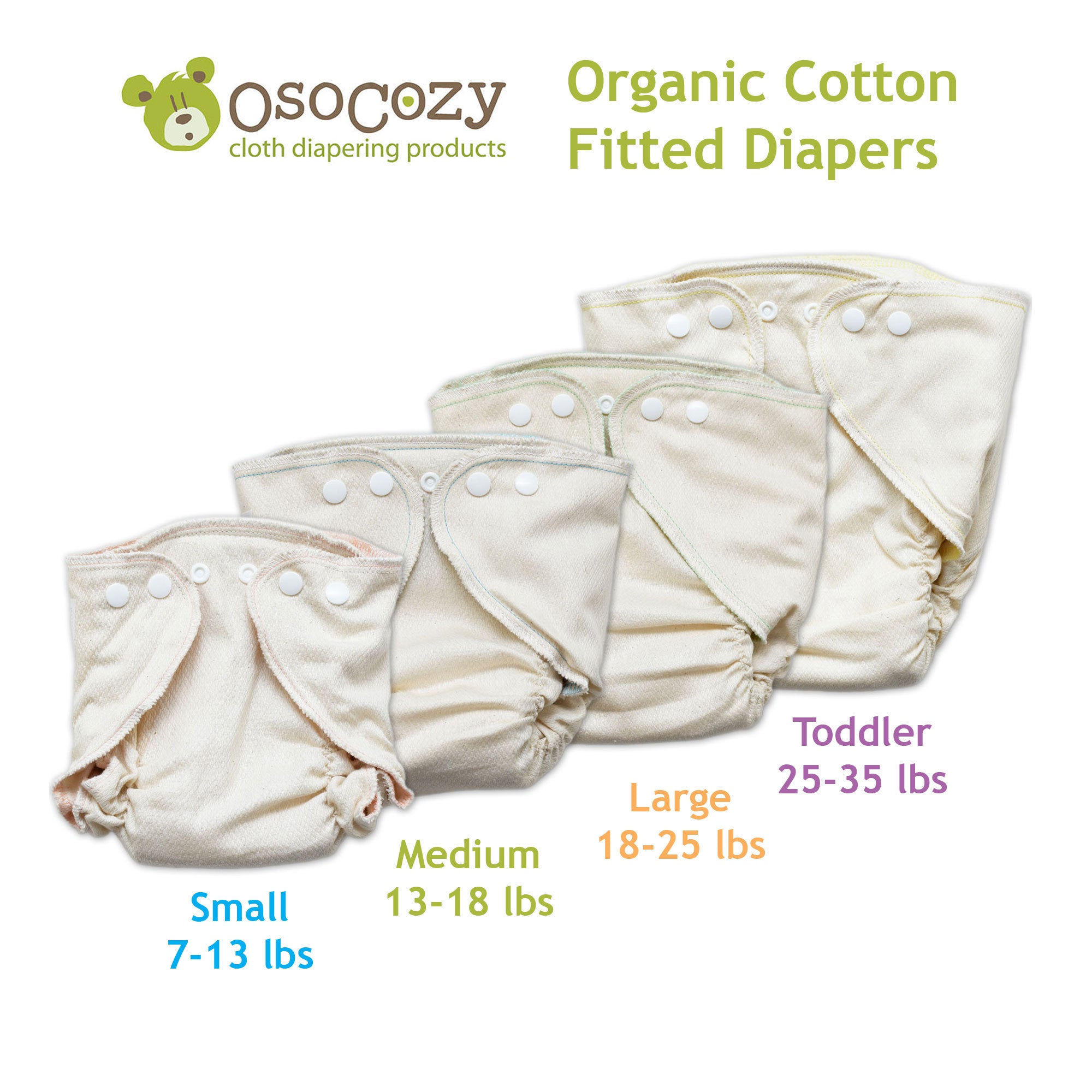 OsoCozy Four Sized Fitted Organic Diapers