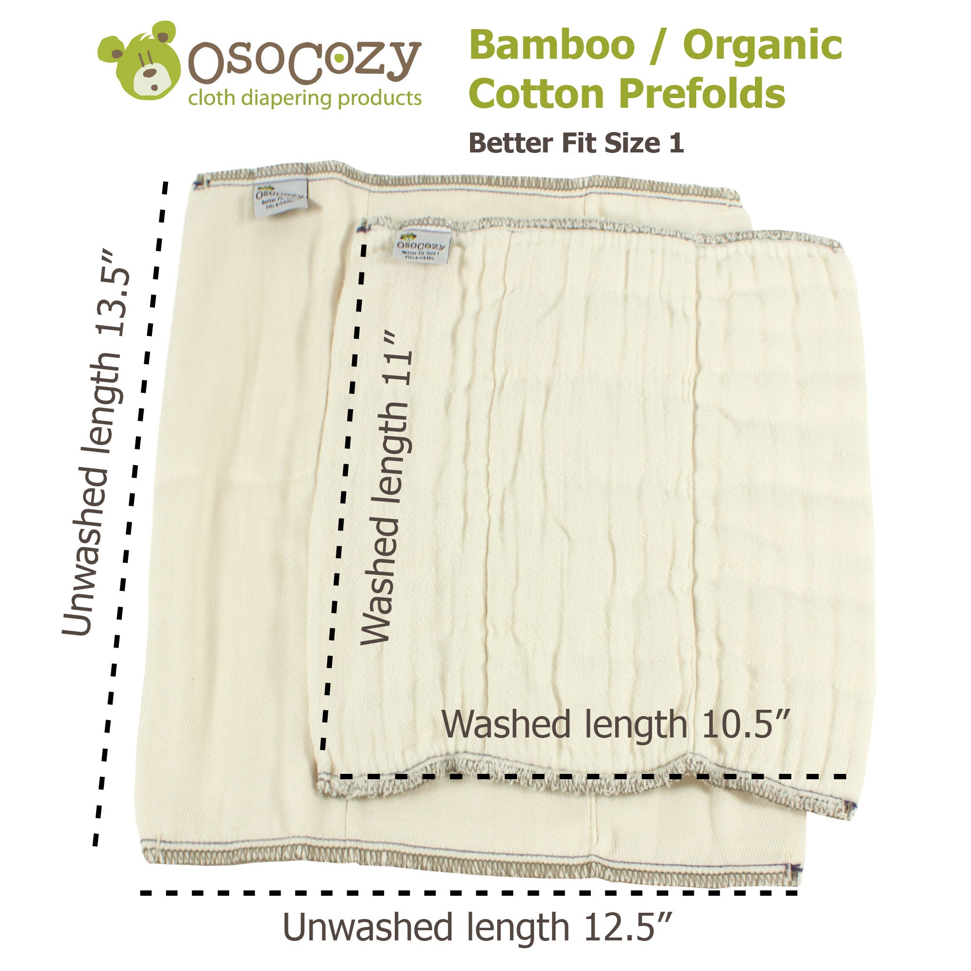 Osocozy Bamboo Organic Prefolds 6pk