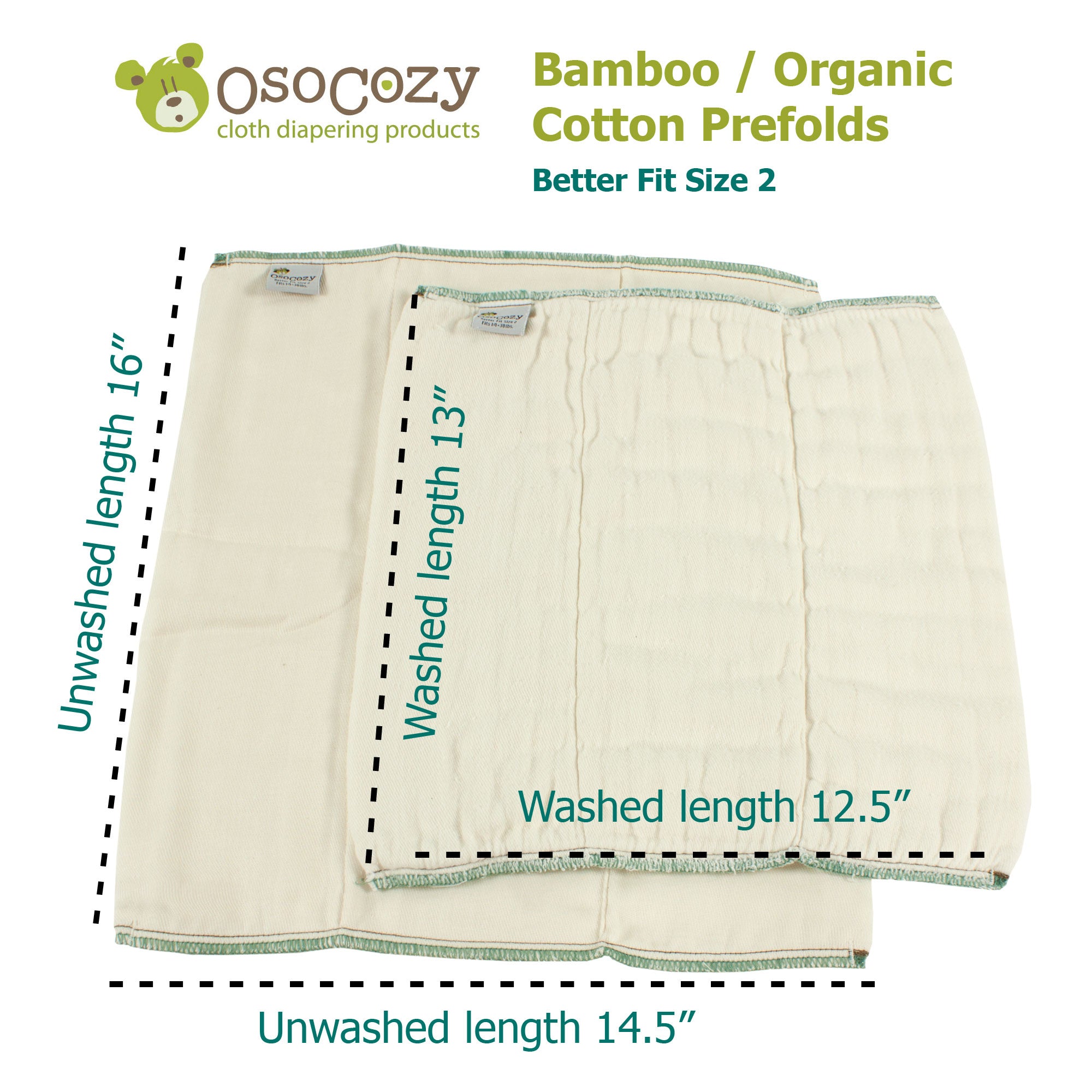 Osocozy Bamboo Organic Prefolds 6pk