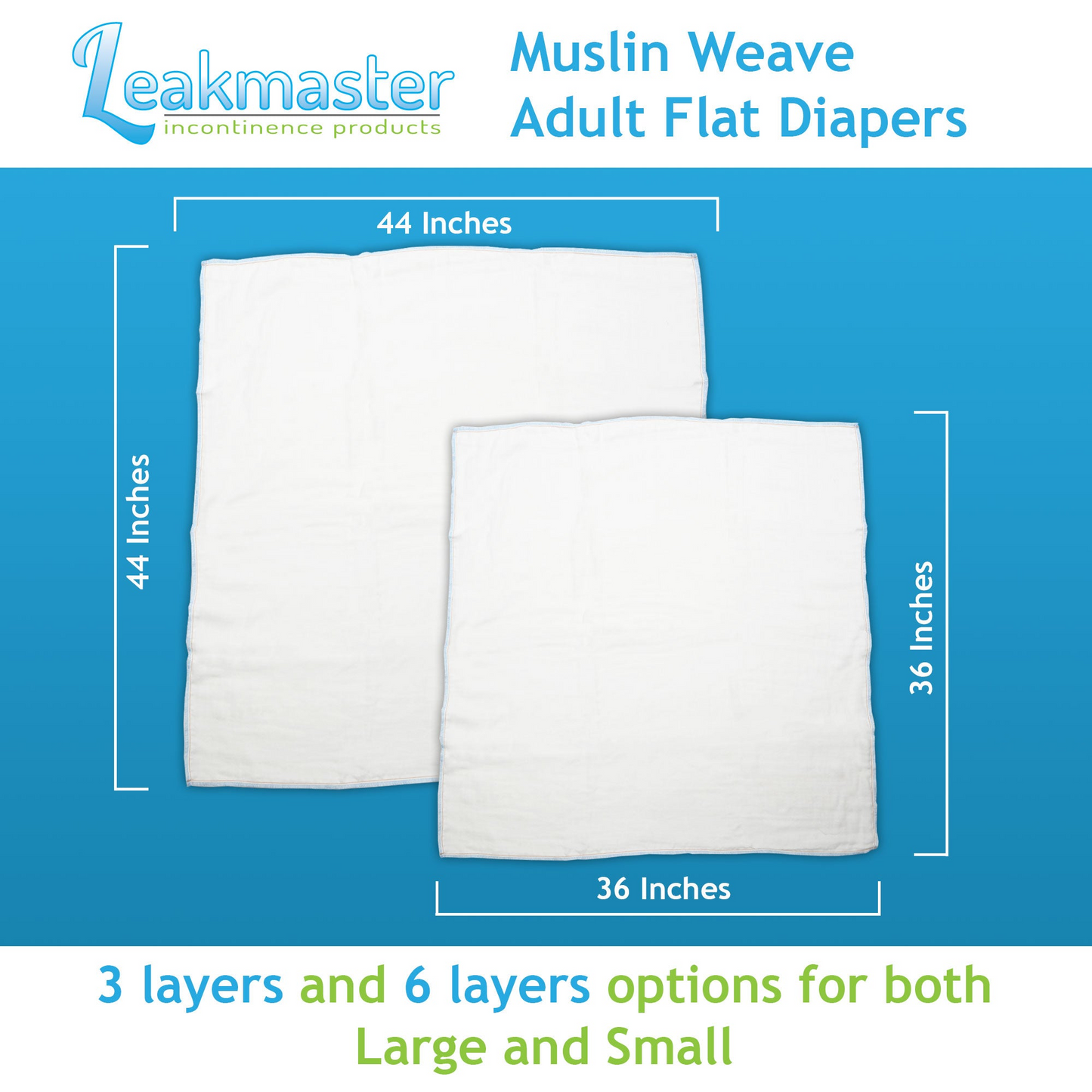LeakMaster Adult Muslin Weave Flat Cloth Diapers