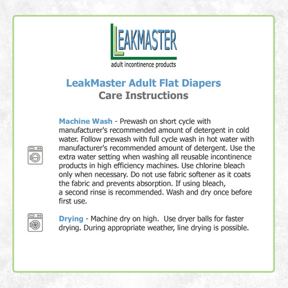 LeakMaster Adult Muslin Weave Flat Cloth Diapers