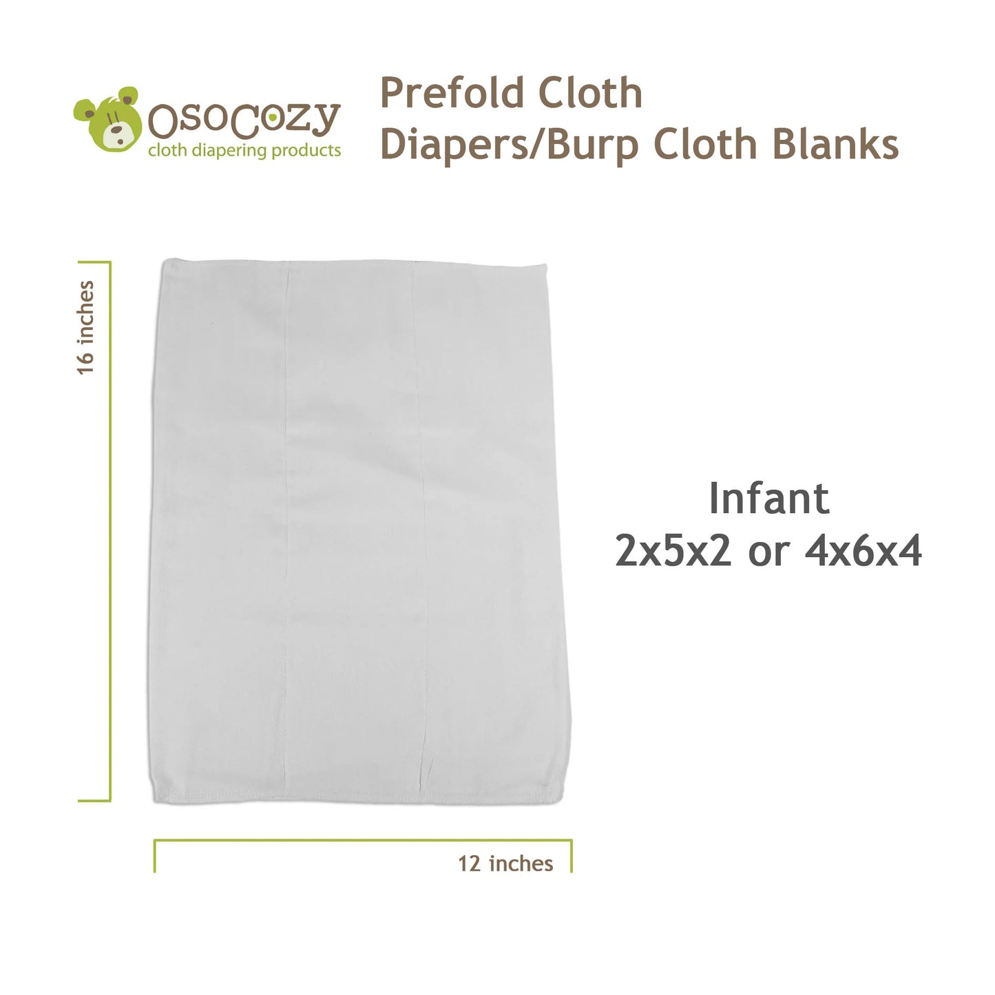 Osocozy Prefold Cloth Diapers for Burp Cloth Blanks & Cleaning Rags