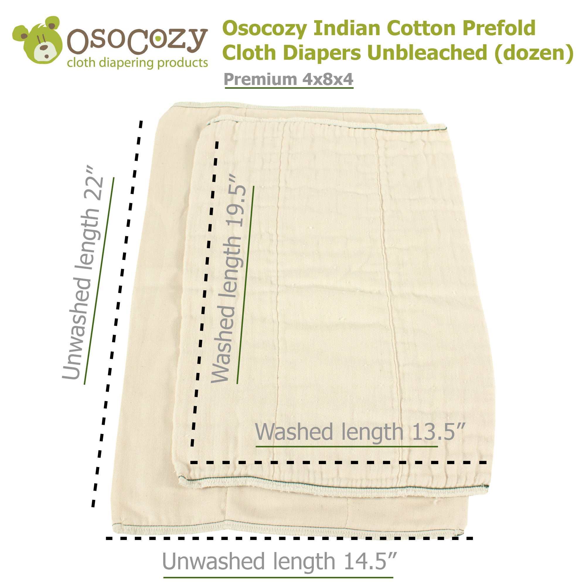 OsoCozy Unbleached Prefold Diapers