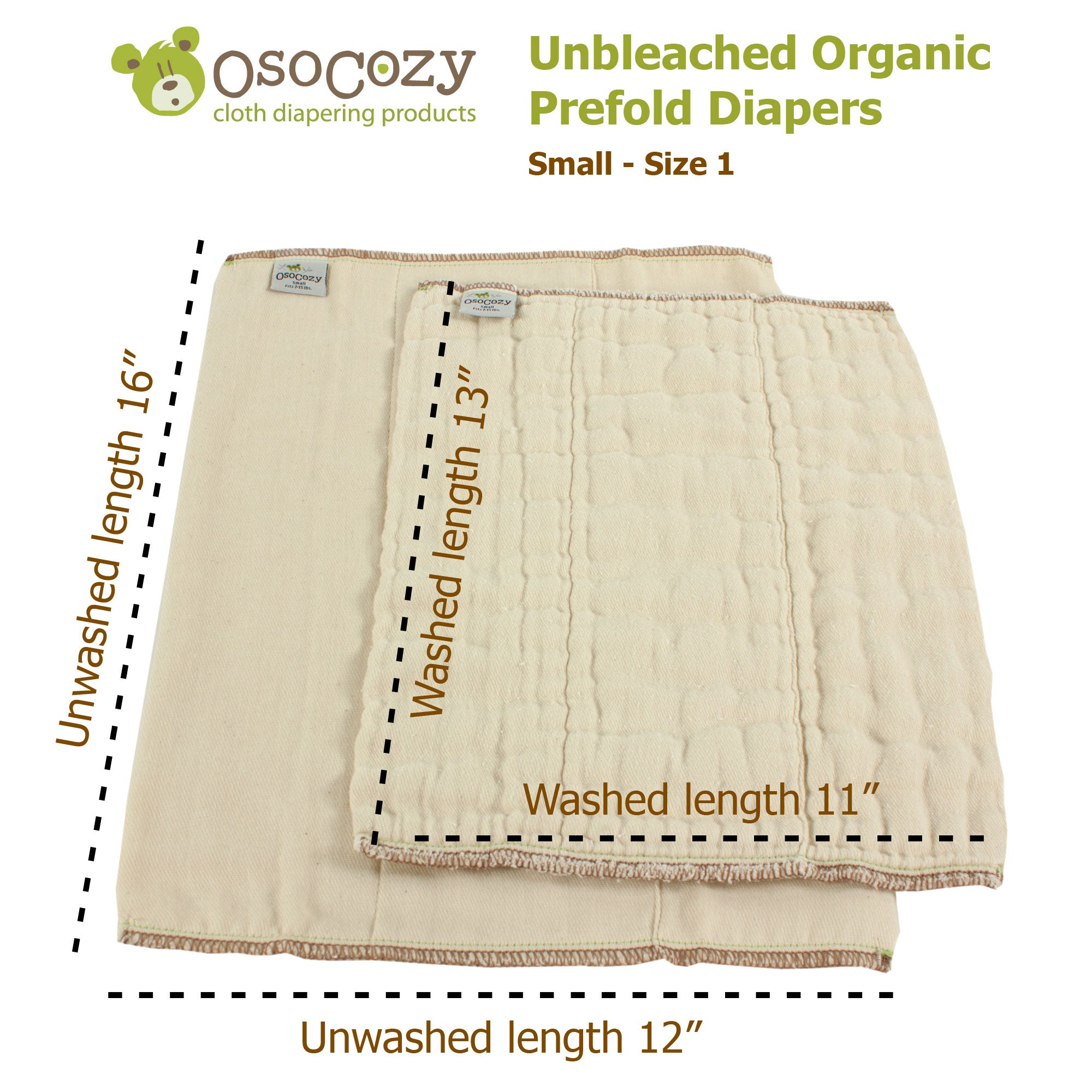 Osocozy Organic Cotton Prefolds - 6 Pack