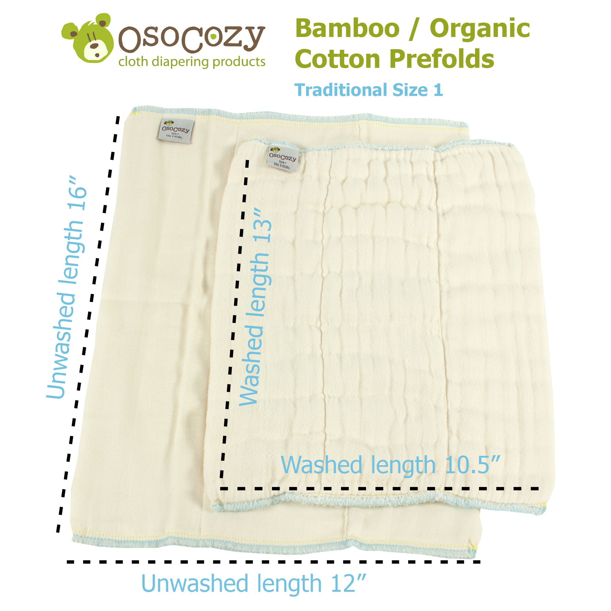 Osocozy Bamboo Organic Prefolds 6pk