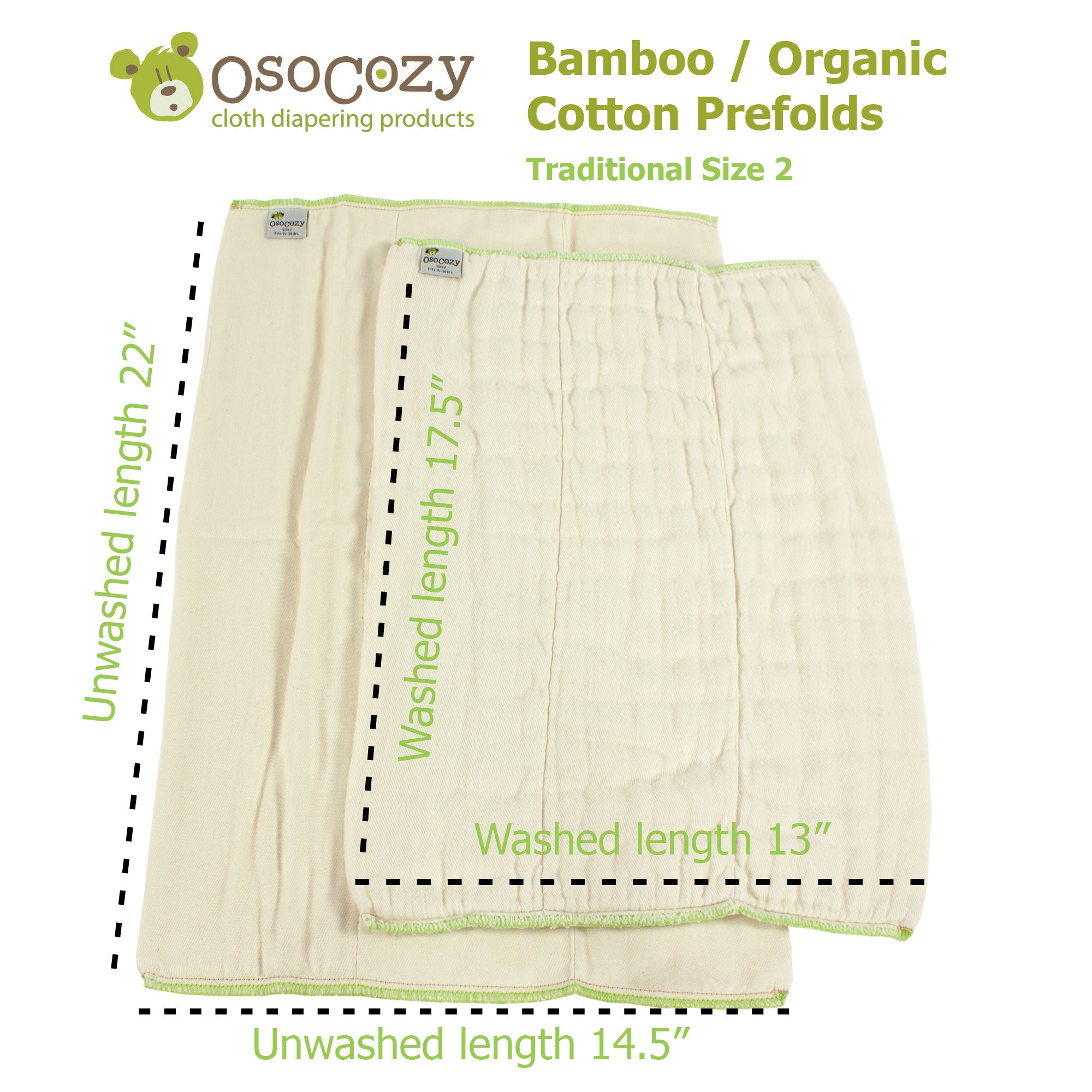 Osocozy Bamboo Organic Prefolds 6pk