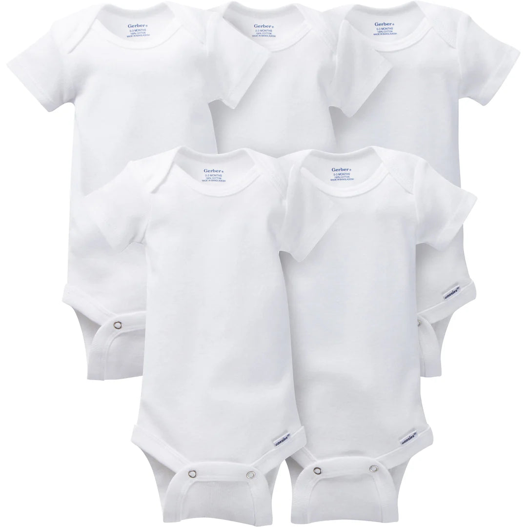 Gerber Short Sleeved Onesies®  - White